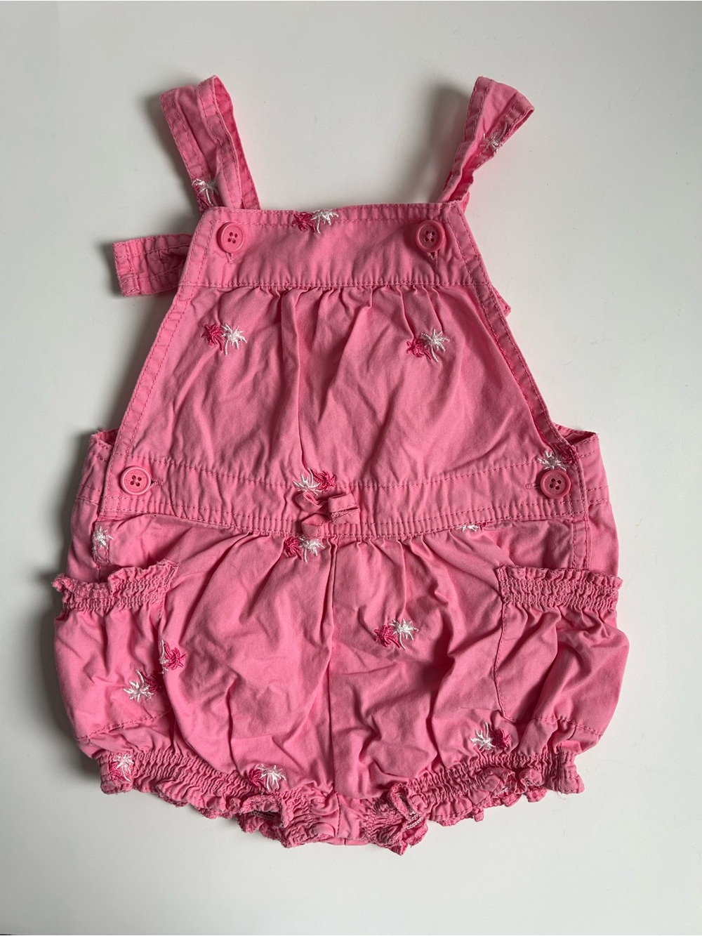 Vintage Y2K Oshkosh Pink Embroidered Palm Tree Bubble Romper